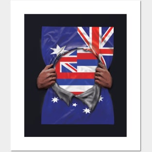 Hawaii Flag Australian Flag Ripped - Gift for Hawaiian From Hawaii Posters and Art